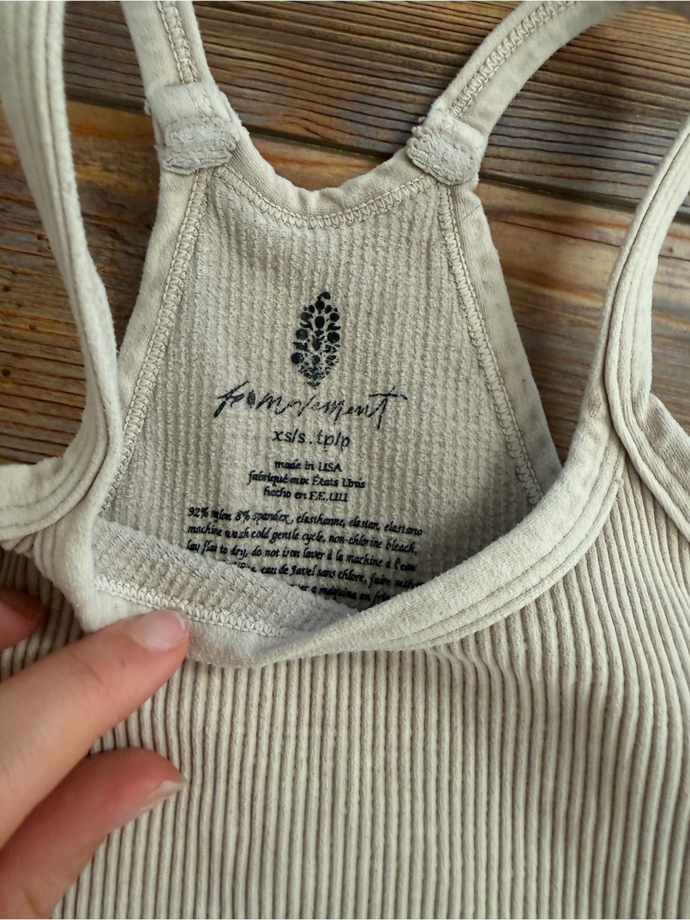 Free People Ribbed Racerback Tank in Beige - Picture 2 of 3